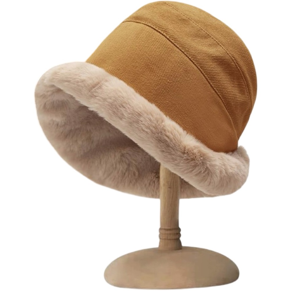 Snow Bunny Women’s Tan Hat with Faux Fur Trim